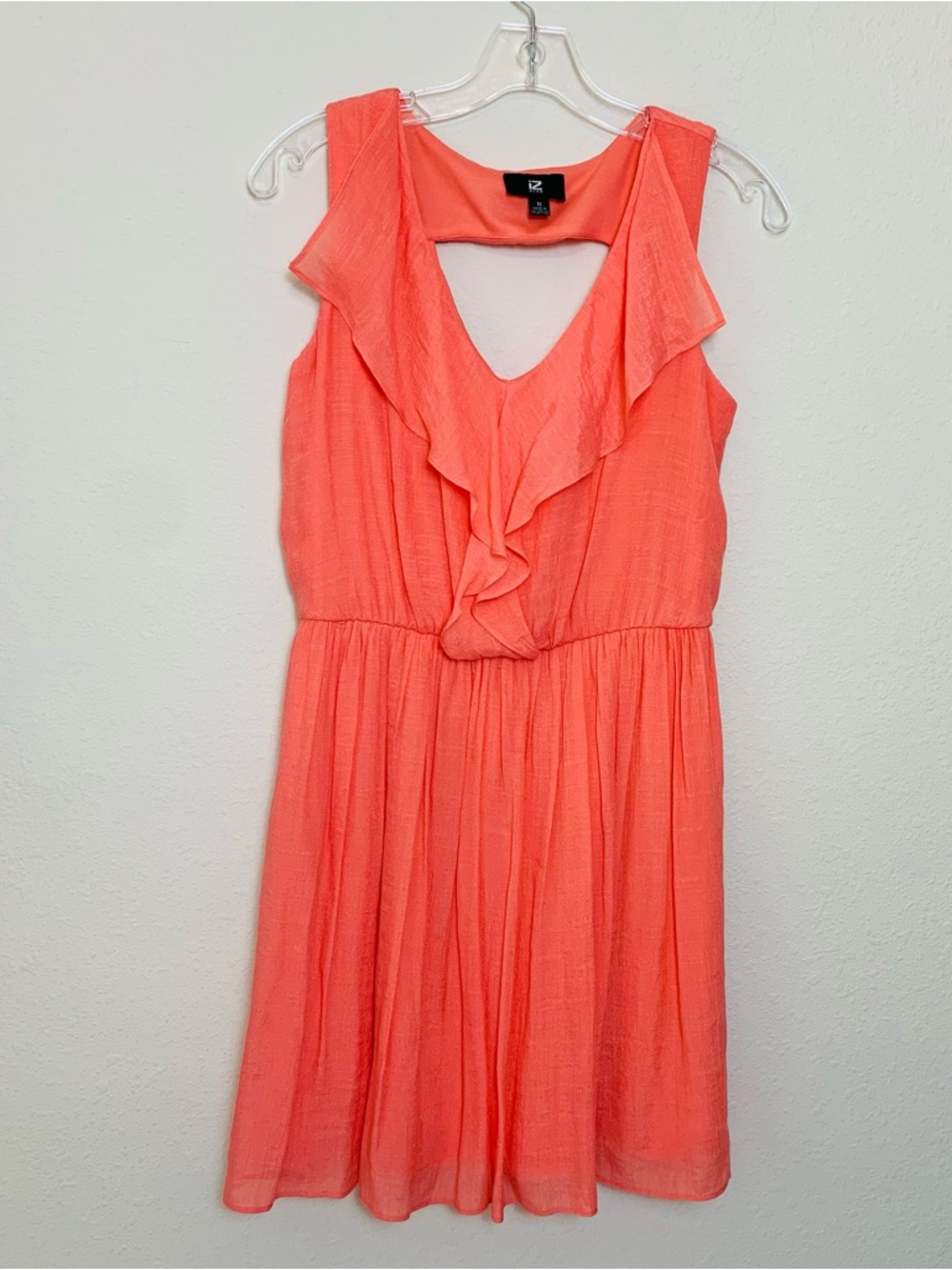 Iz Byer Coral Sleeveless Dress with Ruffle Medium Garden Party Girly Fun‎